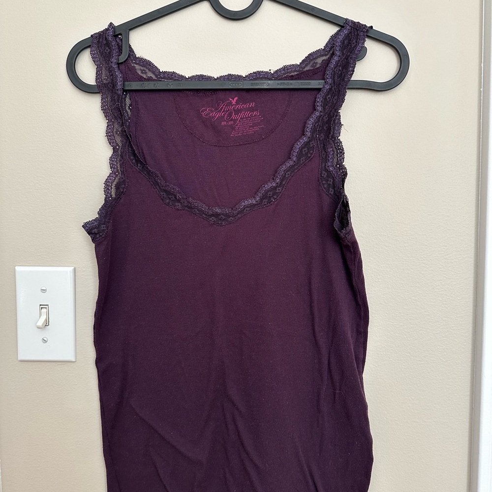 American Eagle Outfitters Purple Lace Trim tank top